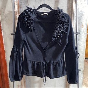 Ermanno Scervino Black Pearl Cardigan Sweater